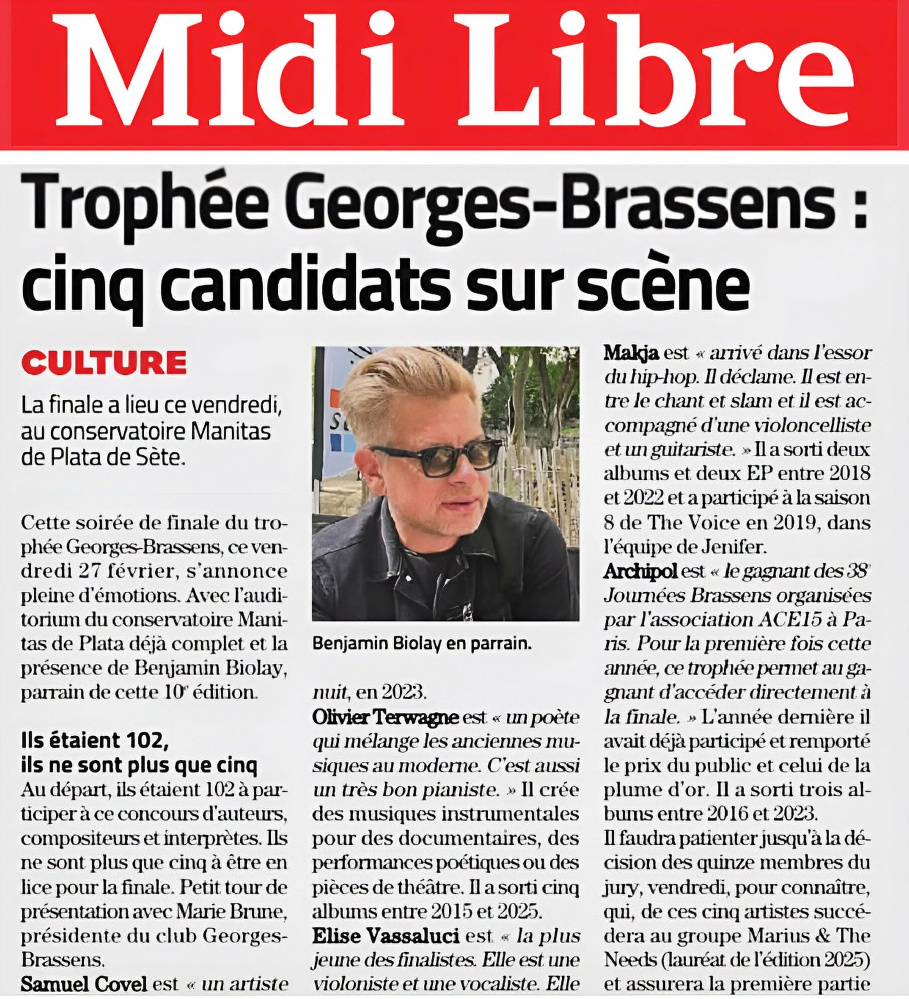 Midi Libre - Trophée Brassens 2026 - 10e édition